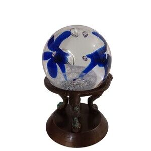 Signed Paperweight A. Jablonski (Etched Initials) With Brass Display Holder